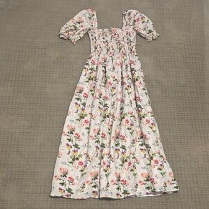 Hill House Floral Dress with Pink and Green
